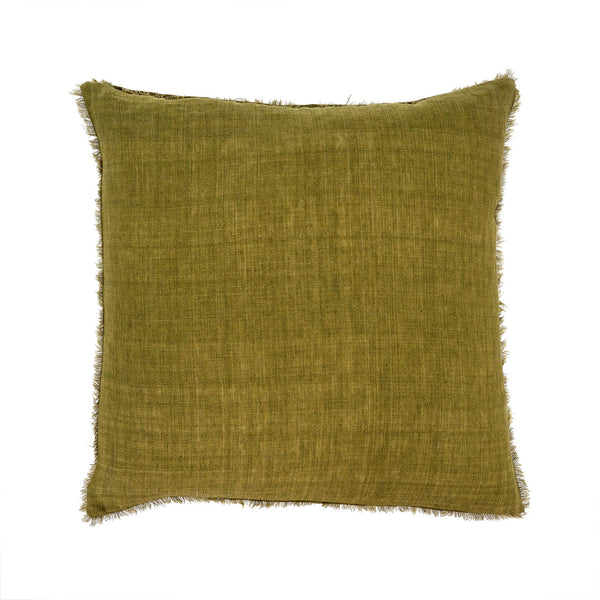 24x24 Lina Linen Pillow Dark Moss