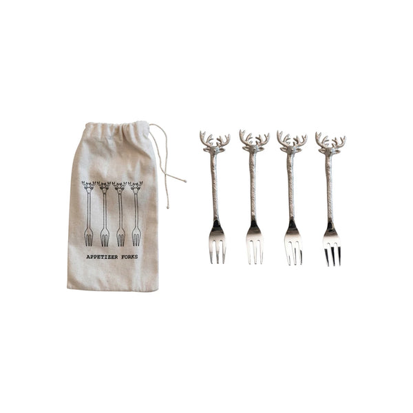 Brass Forks w Gold Finish Reindeer Handles